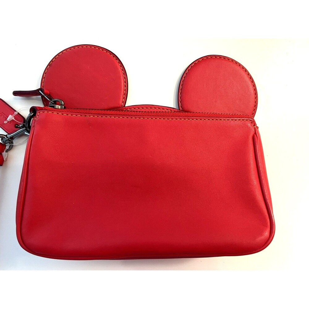 Coach X Disney F59529 Minnie Mouse Wristlet Red Coach Leather Zip Close Strap - Picture 6 of 15